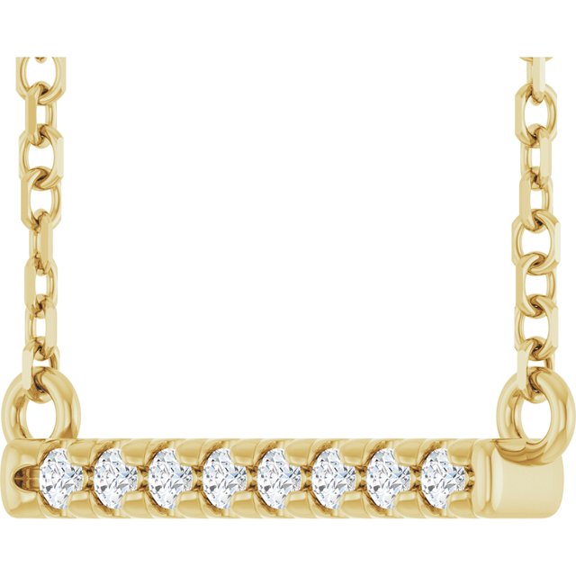 14K Yellow .06 CTW Natural Diamond Bar 16" Necklace