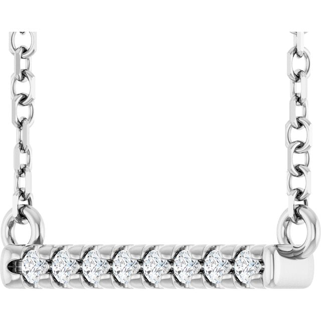 Platinum .06 CTW Natural Diamond Bar 16" Necklace