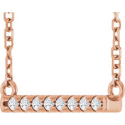 14K Rose .06 CTW Natural Diamond Bar 16" Necklace