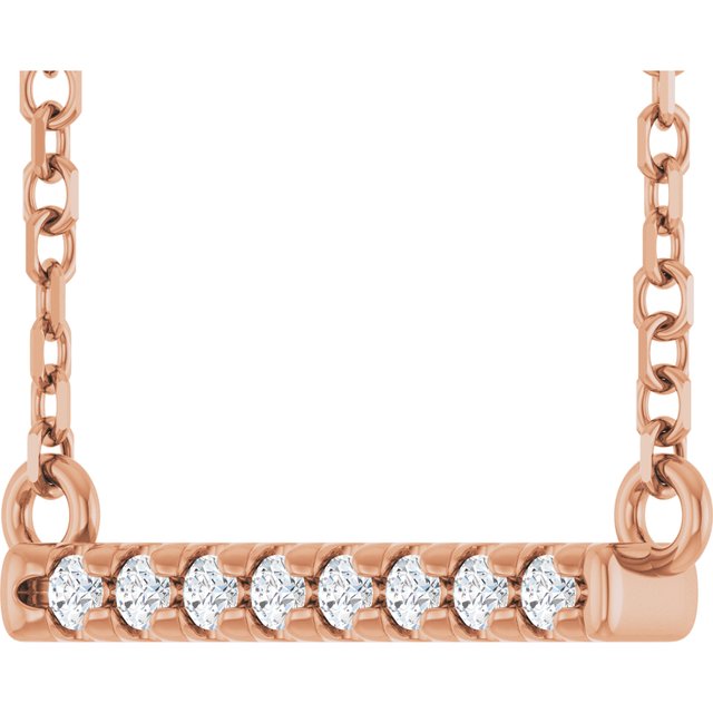 14K Rose .06 CTW Natural Diamond Bar 16" Necklace