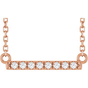 14K Rose .06 CTW Lab-Grown Diamond Bar 16" Necklace