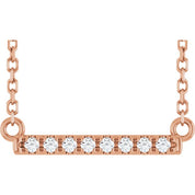 14K Rose .06 CTW Lab-Grown Diamond Bar 16" Necklace