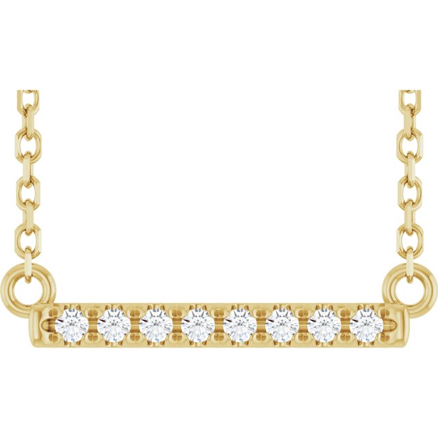 14K Yellow .06 CTW Lab-Grown Diamond Bar 16" Necklace