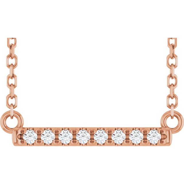 14K Rose .06 CTW Natural Diamond Bar 16" Necklace
