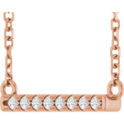 14K Rose .06 CTW Lab-Grown Diamond Bar 18" Necklace