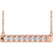14K Rose 3/4 CTW Natural Diamond Bar 16" Necklace