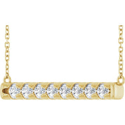 14K Yellow 3/4 CTW Natural Diamond Bar 16" Necklace