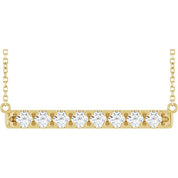 14K Yellow 3/4 CTW Lab-Grown Diamond Bar 16" Necklace