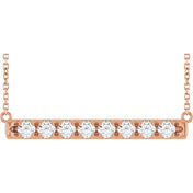 14K Rose 3/4 CTW Natural Diamond Bar 16" Necklace