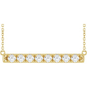14K Yellow 3/4 CTW Natural Diamond Bar 16" Necklace