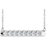 14K White 3/4 CTW Lab-Grown Diamond Bar 18" Necklace