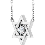 14K White 1/10 CT Natural Diamond Star of David 18" Necklace