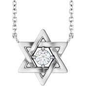 Platinum 1/10 CT Lab-Grown Diamond Star of David 18" Necklace