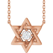 14K Rose 1/10 CT Lab-Grown Diamond Star of David 18" Necklace