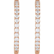 14K Rose 4 CTW Lab-Grown Diamond Inside-Outside Hinged 36 mm Hoop Earrings