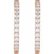 14K Rose 4 CTW Lab-Grown Diamond Inside-Outside Hinged 36 mm Hoop Earrings
