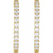 14K Yellow 4 CTW Lab-Grown Diamond Inside-Outside Hinged 36 mm Hoop Earrings