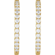 14K Yellow 4 CTW Lab-Grown Diamond Inside-Outside Hinged 36 mm Hoop Earrings