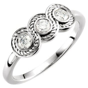 14K White 1/3 CTW Natural Diamond Three-Stone Ring