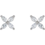 14K Natural Diamond Cluster Earrings in White, Yellow, and Rose Gold