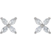 14K Natural Diamond Cluster Earrings in White, Yellow, and Rose Gold