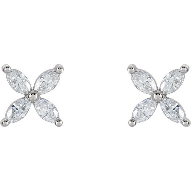 14K Natural Diamond Cluster Earrings in White, Yellow, and Rose Gold