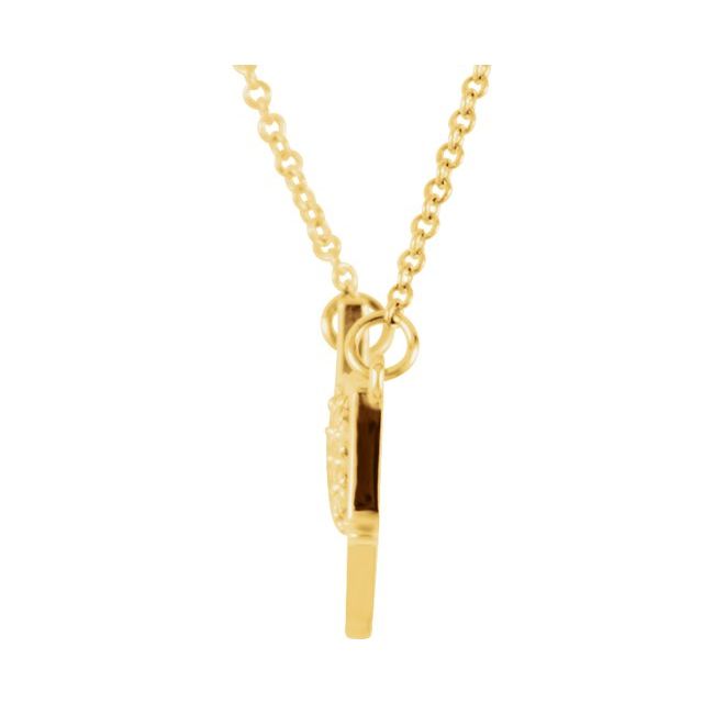 14K Yellow .07 CTW Natural Diamond "Love You" Phrase 17 1/2" Necklace