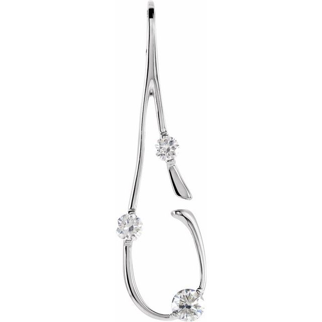 14K White 1/2 CTW Natural Diamond Freeform Pendant