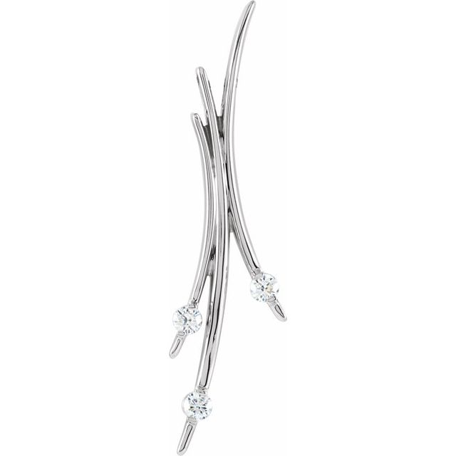 14K White 3/8 CTW Natural Diamond Three-Stone Pendant