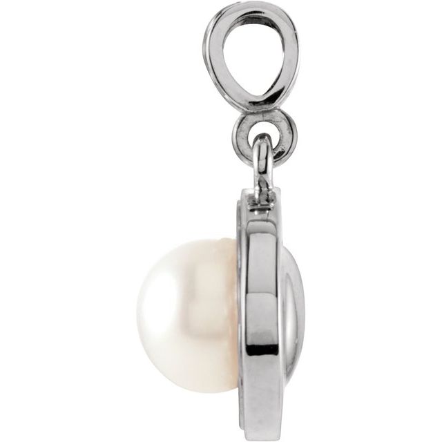 14K White Cultured White Freshwater Pearl Pendant