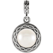 14K White Cultured White Freshwater Pearl Pendant