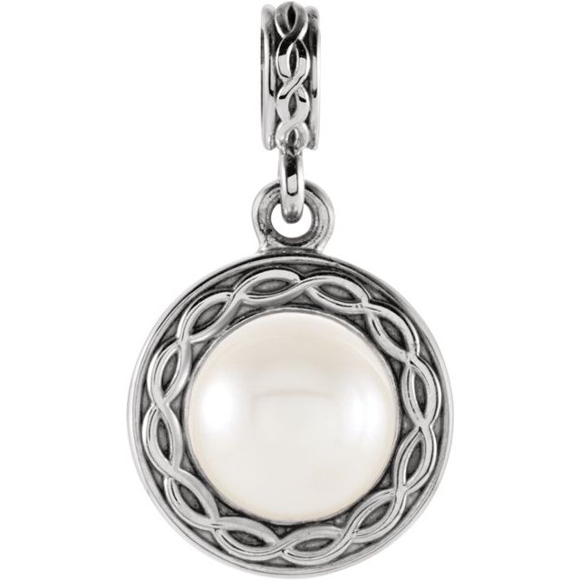 14K White Cultured White Freshwater Pearl Pendant