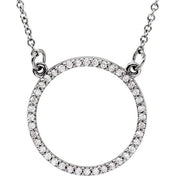 14K Lab-Grown Diamond Circle Necklace with 1/8 to 1/5 CTW, 16" Length