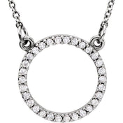 14K Lab-Grown Diamond Circle Necklace with 1/8 to 1/5 CTW, 16" Length