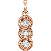 14K Rose 1/4 CTW Natural Diamond Three-Stone Pendant