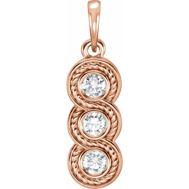 14K Rose 1/4 CTW Natural Diamond Three-Stone Pendant