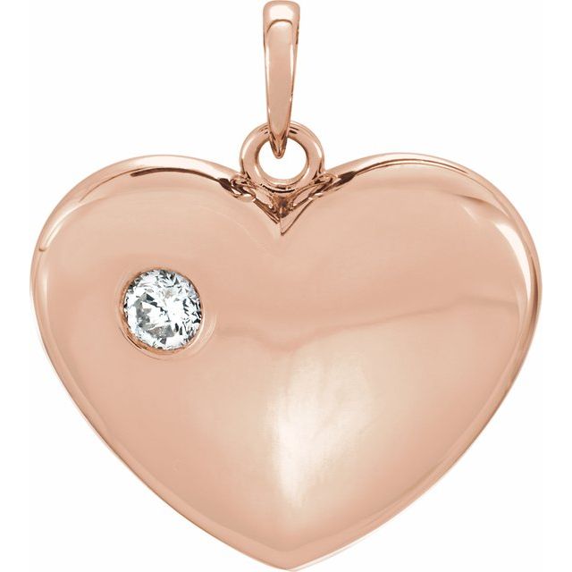14K Rose 1/6 CT Natural Diamond Heart Pendant