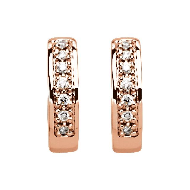14K Rose 1/6 CTW Natural Diamond 12.1 mm Hoop Earrings