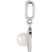 14K White Cultured White Freshwater Pearl & 1/8 CTW Natural Diamond Pendant