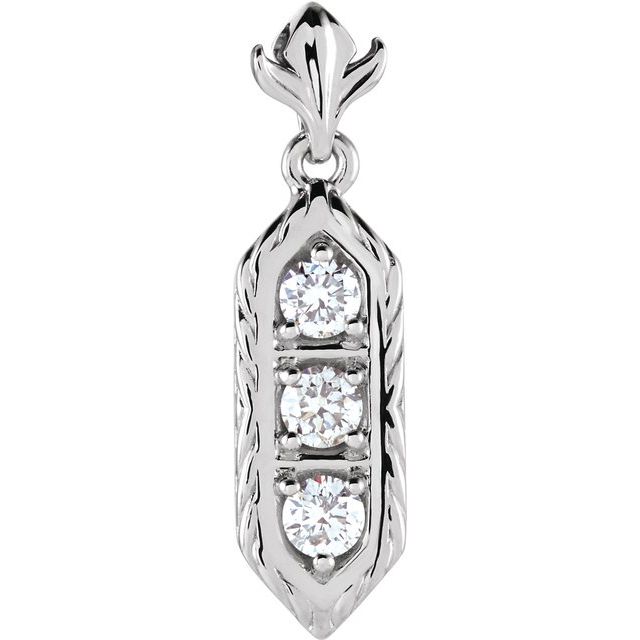 14K Rose 3/8 CTW Natural Diamond Three-Stone Pendant