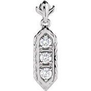 14K White 3/8 CTW Natural Diamond Three-Stone Pendant