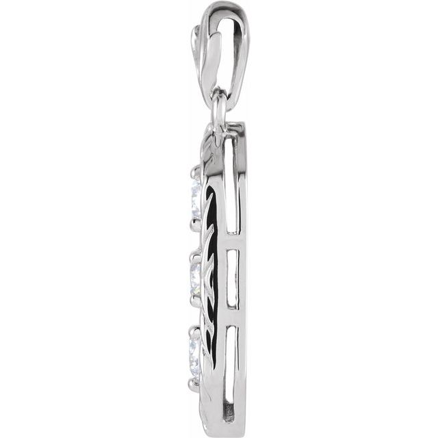 14K White 3/8 CTW Natural Diamond Three-Stone Pendant