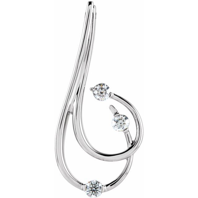 14K White 1/5 CTW Natural Diamond Freeform Pendant