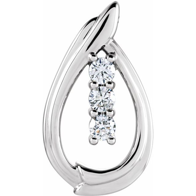 14K White 3/8 CTW Natural Diamond Pendant