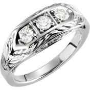 14K White 1/2 CTW Natural Diamond Three-Stone Ring