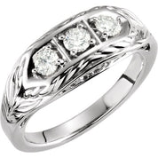 14K White 1/2 CTW Natural Diamond Three-Stone Ring
