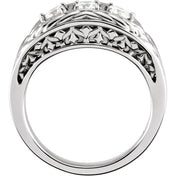 14K White 1/2 CTW Natural Diamond Three-Stone Ring