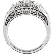 14K White 1/2 CTW Natural Diamond Three-Stone Ring