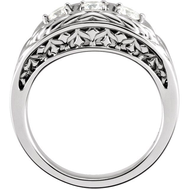 14K White 1/2 CTW Natural Diamond Three-Stone Ring