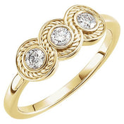 14K Yellow 1/3 CTW Natural Diamond Three-Stone Ring
